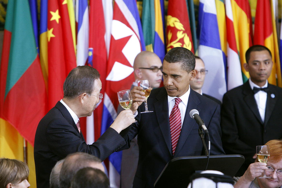 Ban Ki-moon, secretario general de la ONU, y Barack Obama, presidente de Estados
